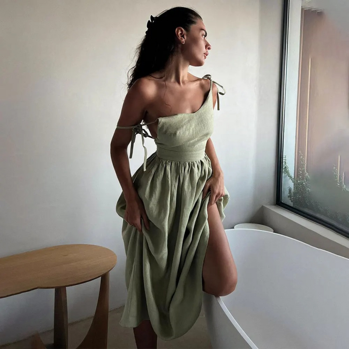 Women's Tie Strap A-Line Maxi Dress