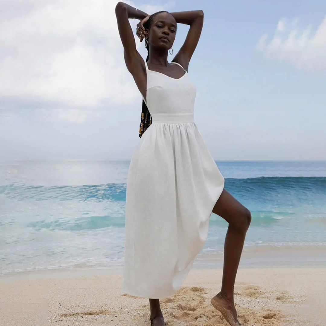 Women's Tie Strap A-Line Maxi Dress
