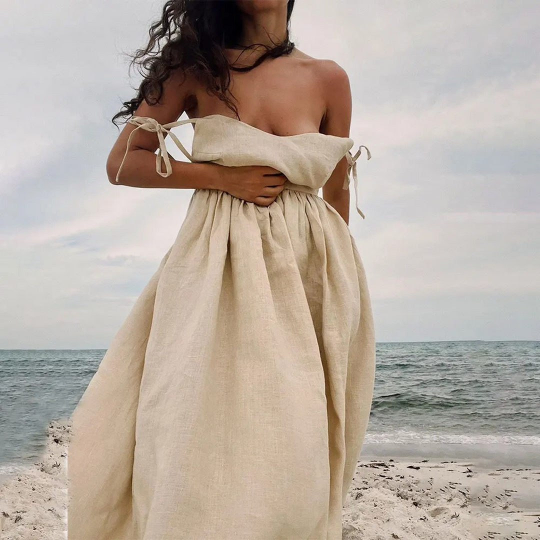 Women's Tie Strap A-Line Maxi Dress