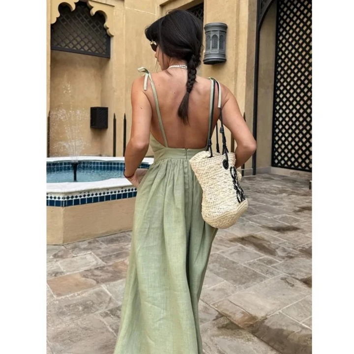 Women's Tie Strap A-Line Maxi Dress