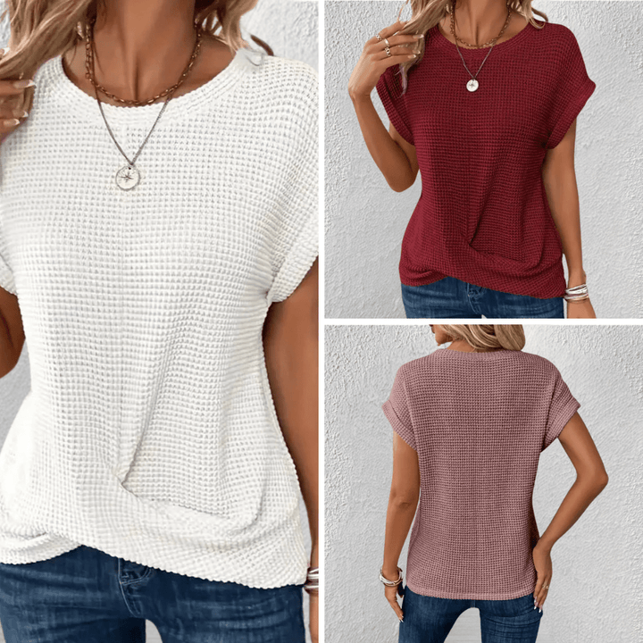 Women's Twist Front Waffle Knit Top