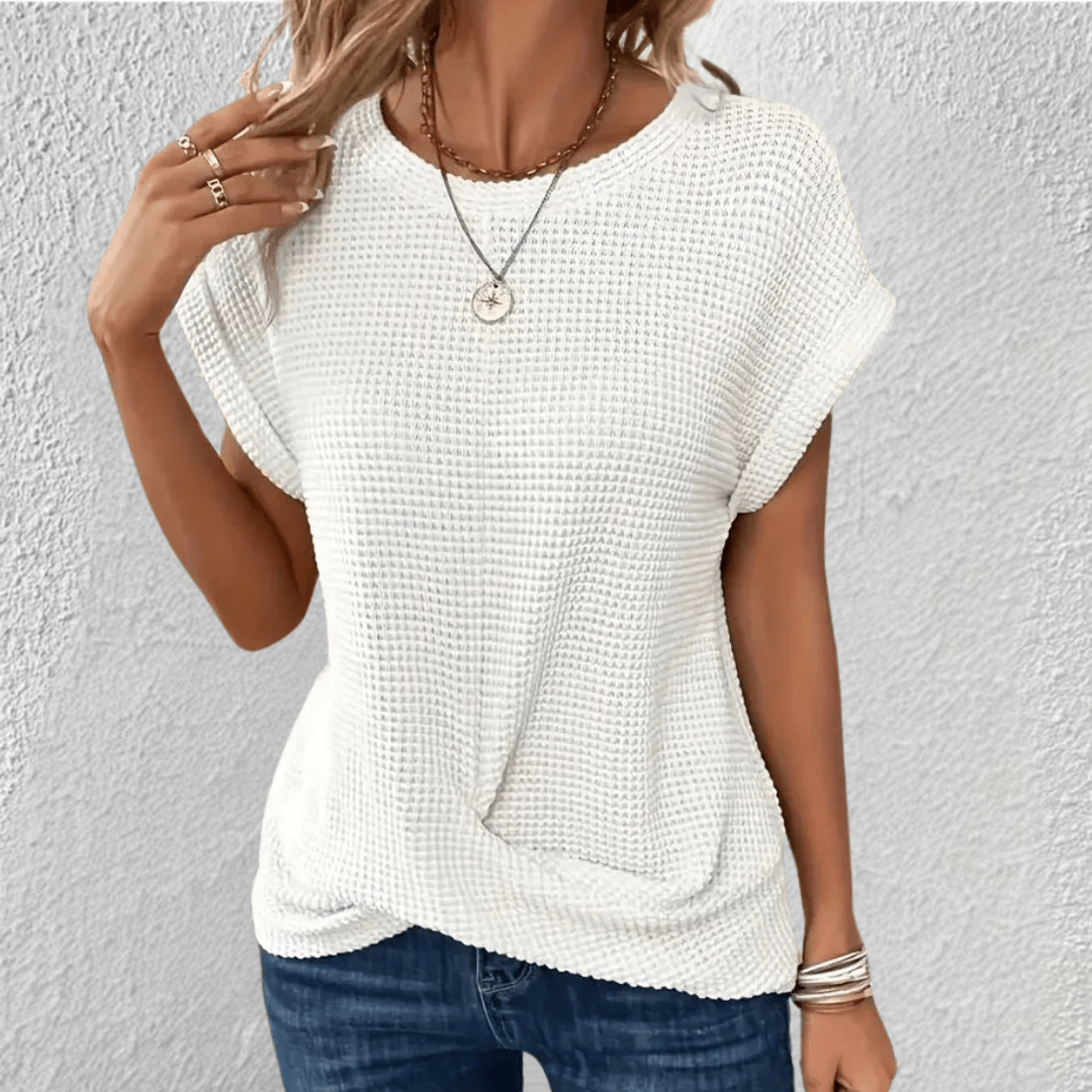 Women's Twist Front Waffle Knit Top