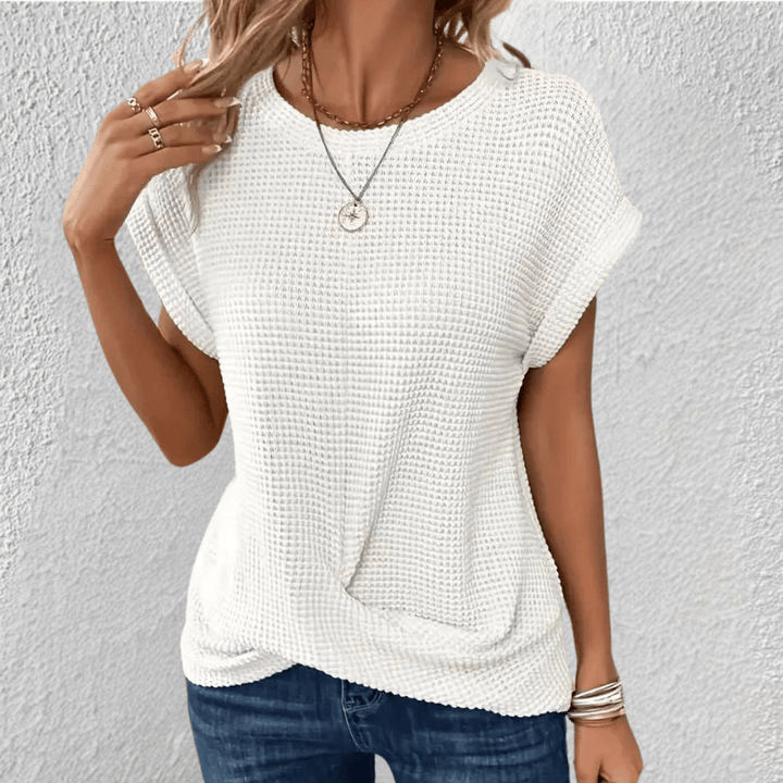 Women's Twist Front Waffle Knit Top