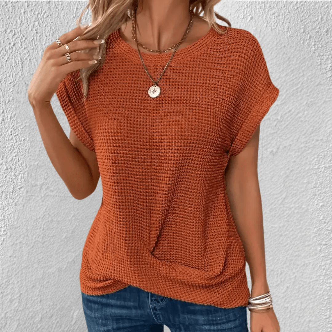 Women's Twist Front Waffle Knit Top