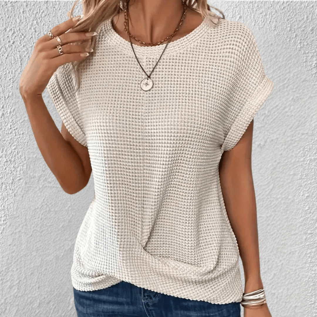 Women's Twist Front Waffle Knit Top