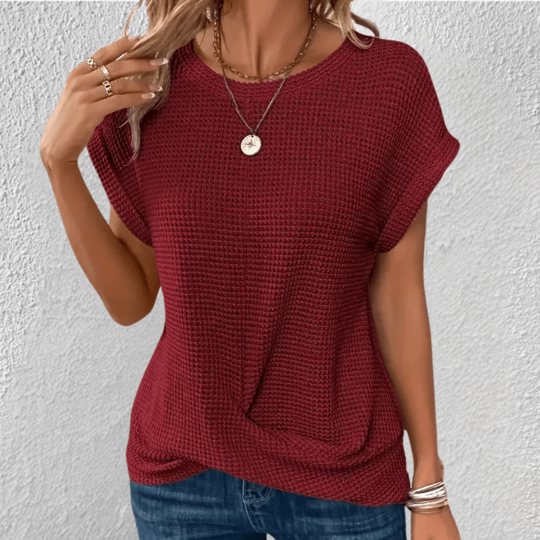Women's Twist Front Waffle Knit Top