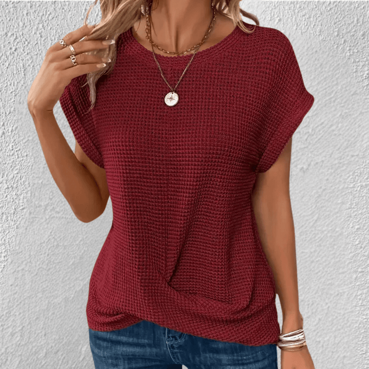 Women's Twist Front Waffle Knit Top