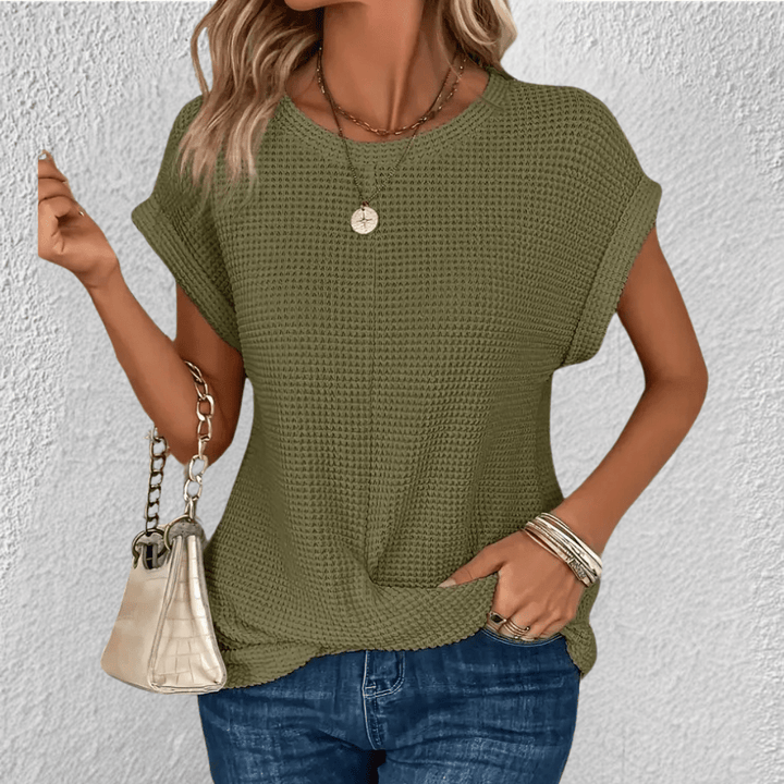 Women's Twist Front Waffle Knit Top