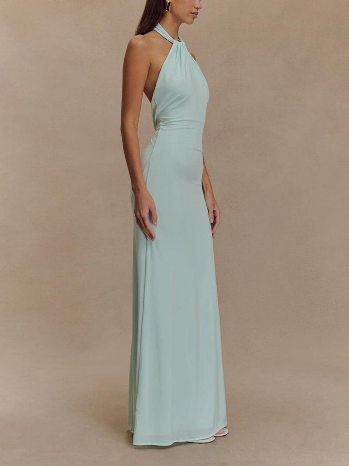 Women's Twist Neck Fitted Maxi Dress