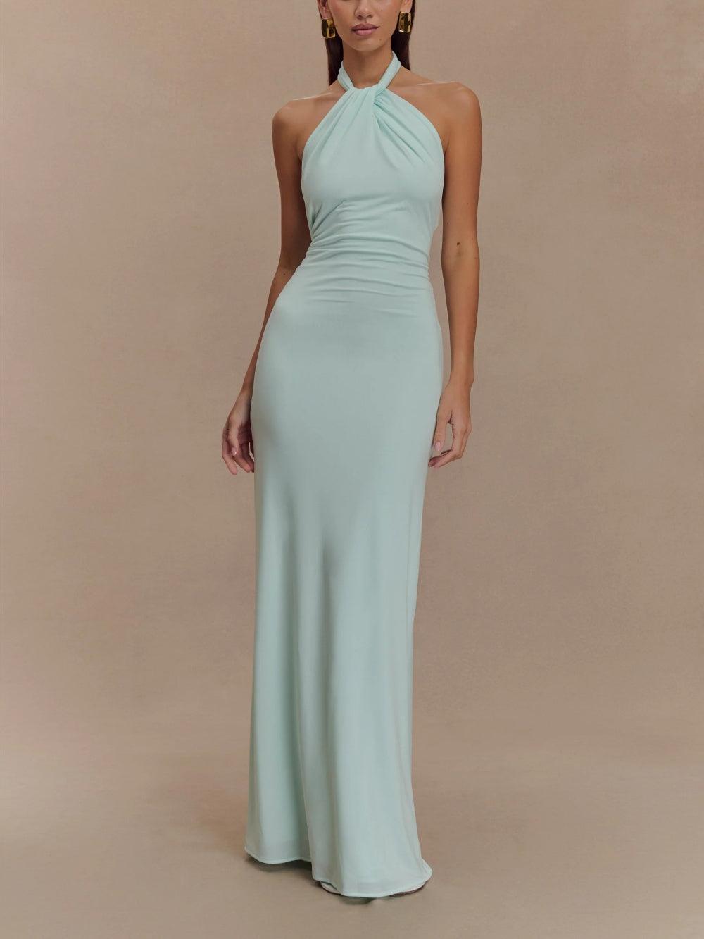 Women's Twist Neck Fitted Maxi Dress
