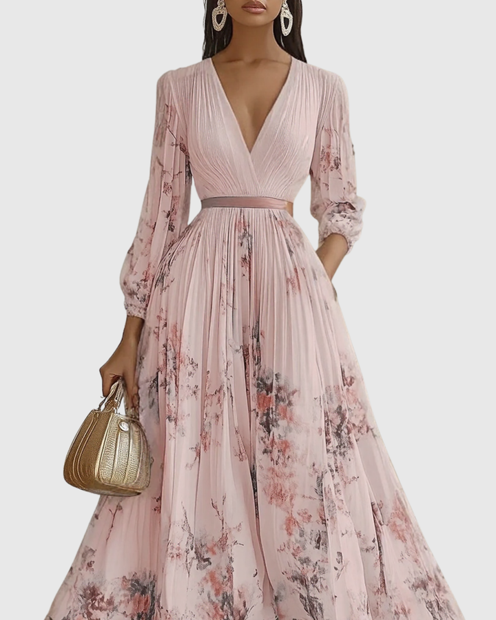 Women's V-Neck A-Line Midi Dress