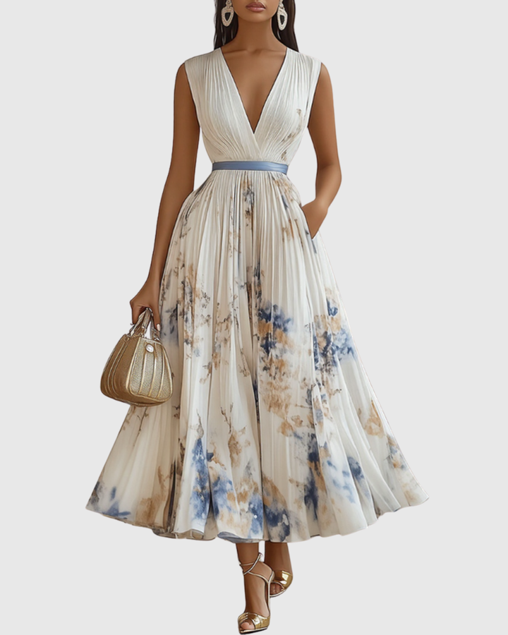 Women's V-Neck A-Line Midi Dress