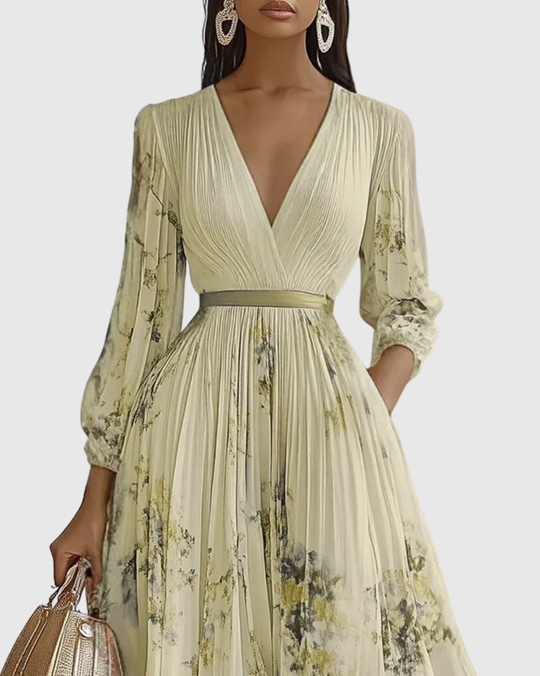 Women's V-Neck A-Line Midi Dress