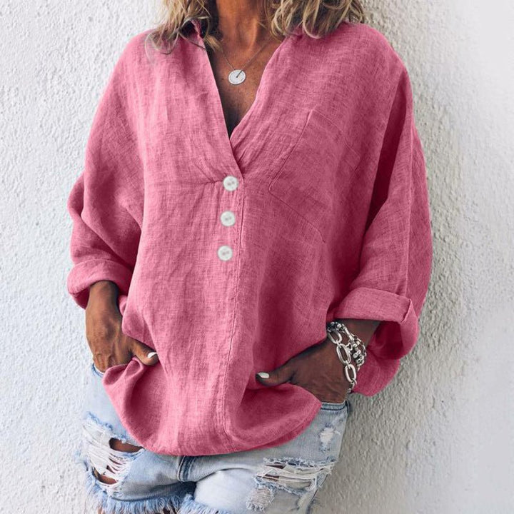 Women's V-Neck Long Sleeve Blouse