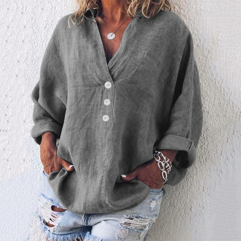 Women's V-Neck Long Sleeve Blouse