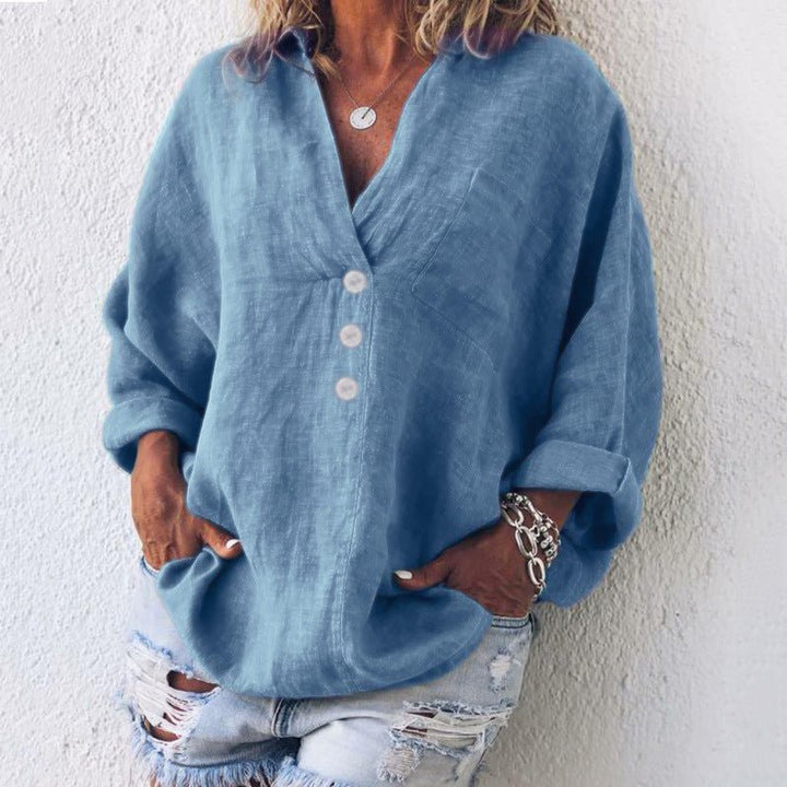 Women's V-Neck Long Sleeve Blouse
