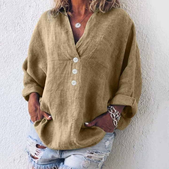 Women's V-Neck Long Sleeve Blouse