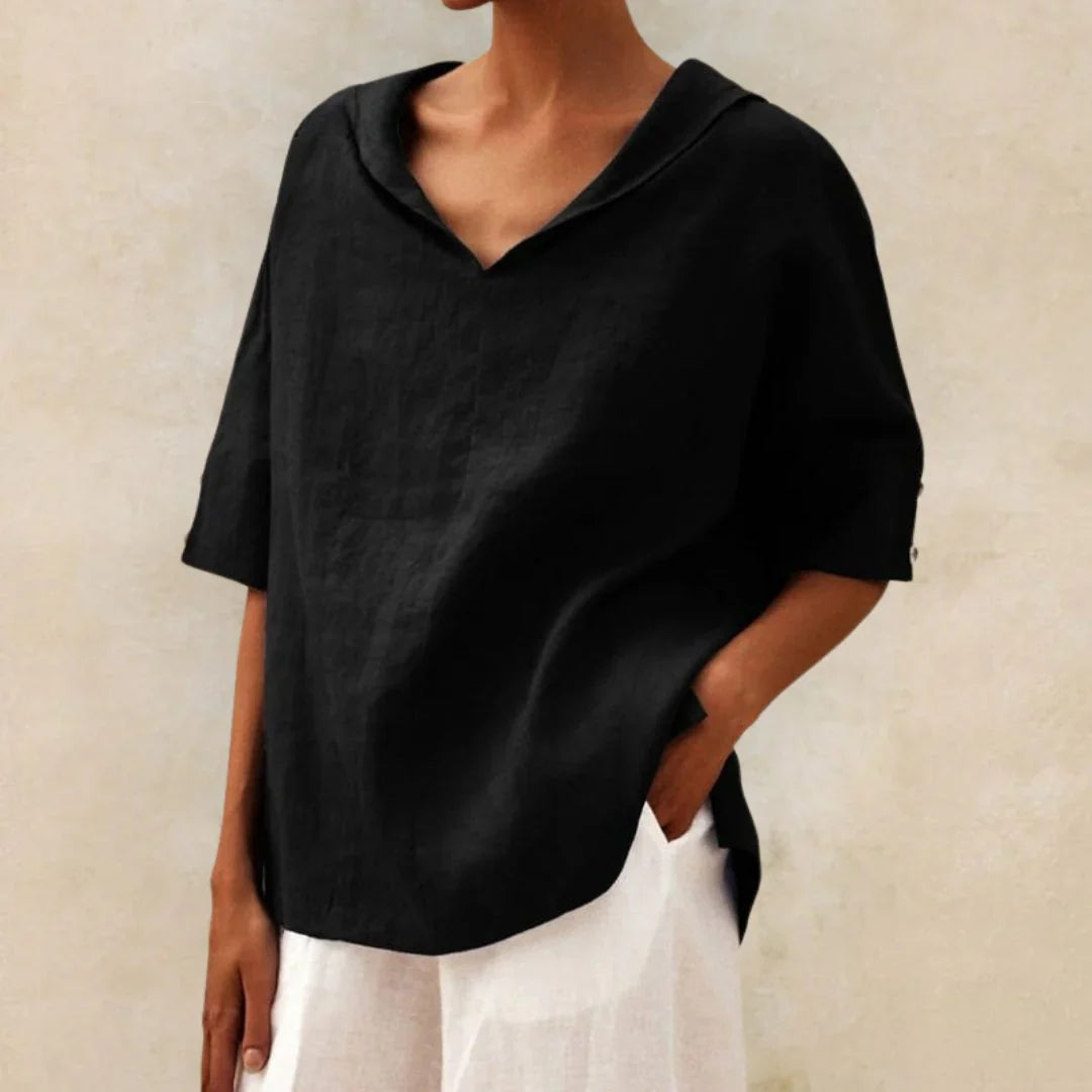Women's V-Neck Short Sleeve Blouse