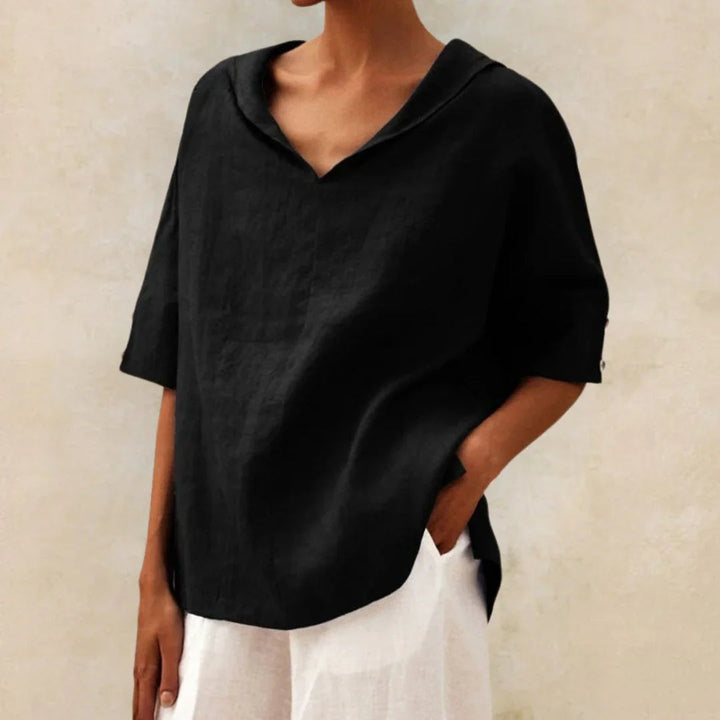 Women's V-Neck Short Sleeve Blouse