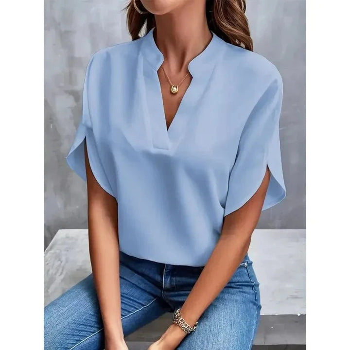 Women's V-Neck Short Sleeve Blouse