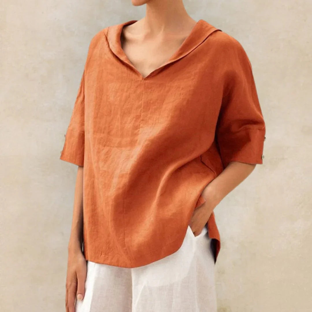 Women's V-Neck Short Sleeve Blouse