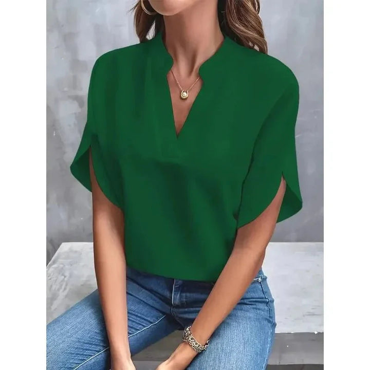 Women's V-Neck Short Sleeve Blouse