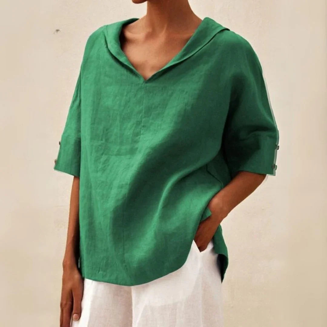 Women's V-Neck Short Sleeve Blouse