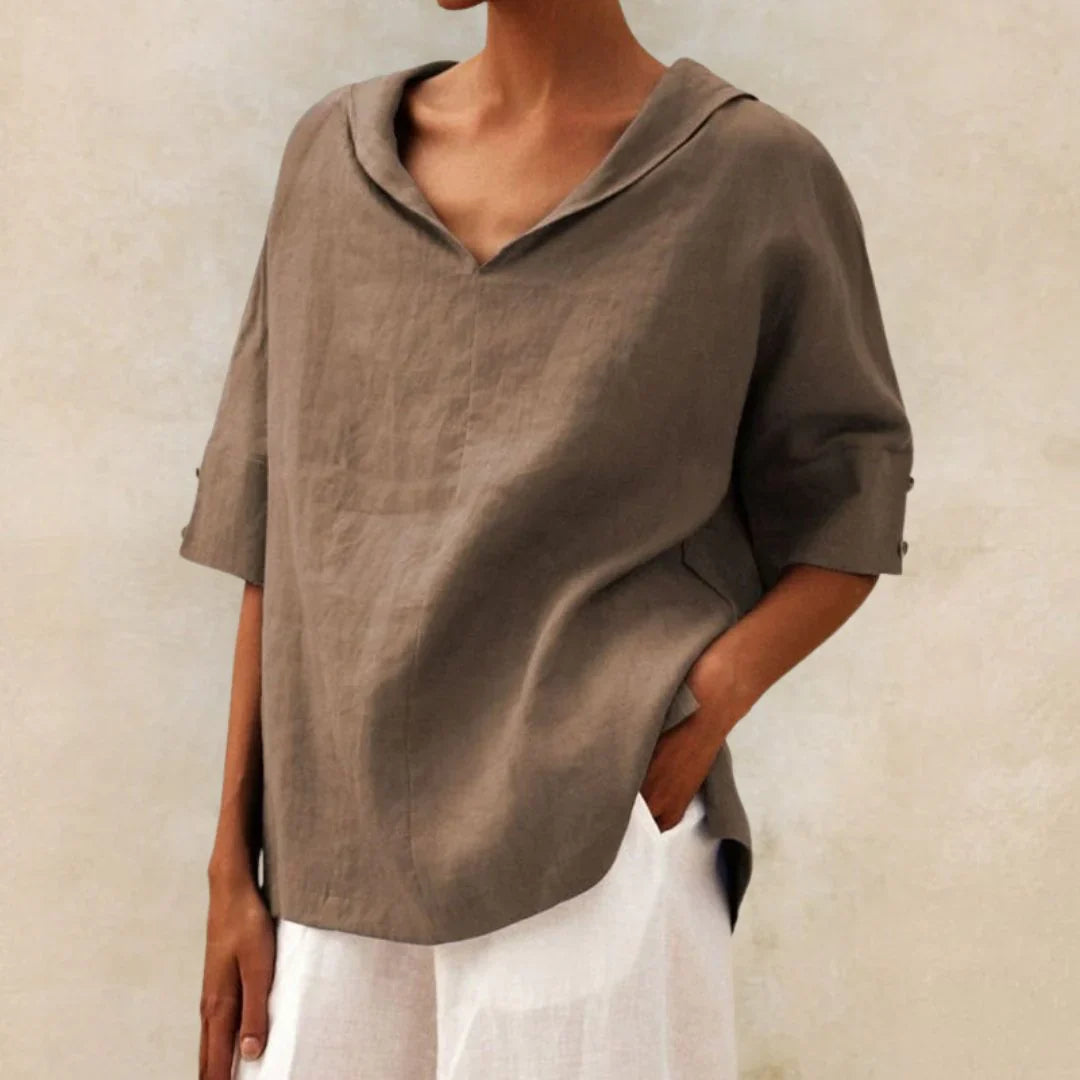 Women's V-Neck Short Sleeve Blouse