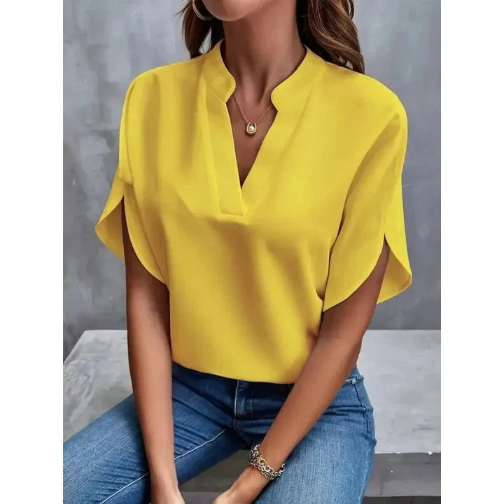 Women's V-Neck Short Sleeve Blouse