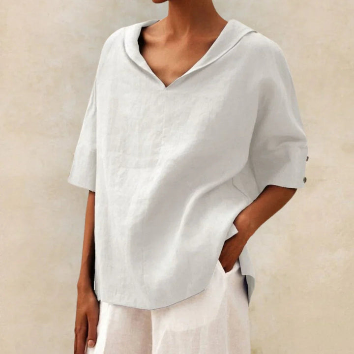 Women's V-Neck Short Sleeve Blouse