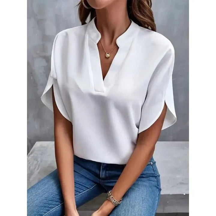 Women's V-Neck Short Sleeve Blouse