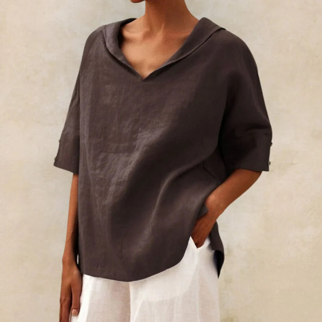 Women's V-Neck Short Sleeve Blouse
