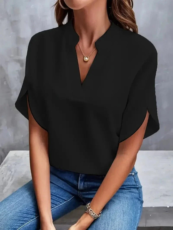 Women's V-Neck Short Sleeve Blouse