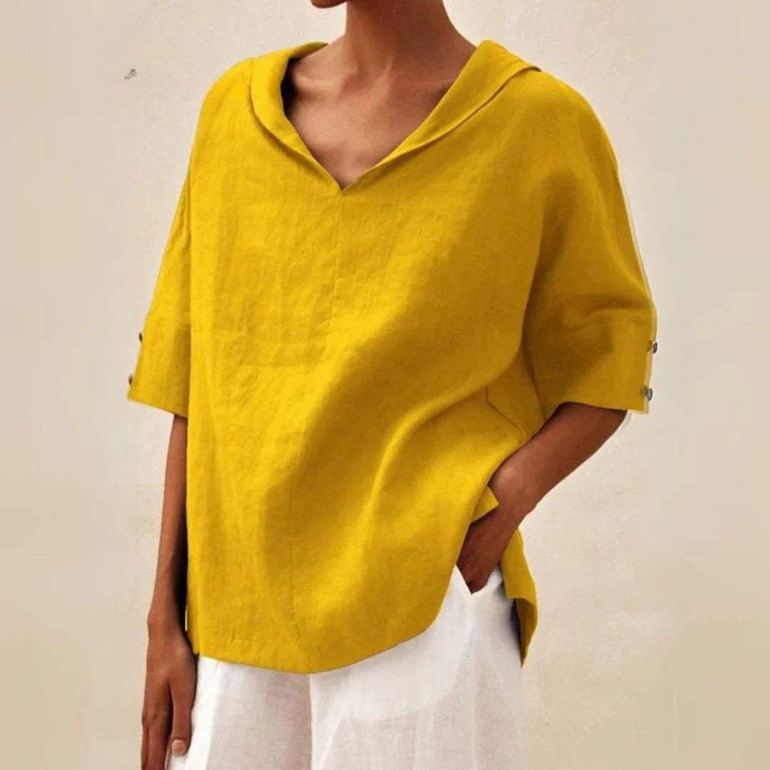 Women's V-Neck Short Sleeve Blouse