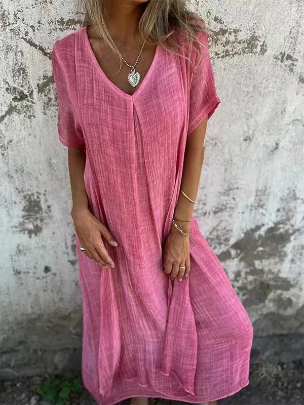 Women's V-Neck Sundress Midi Dress