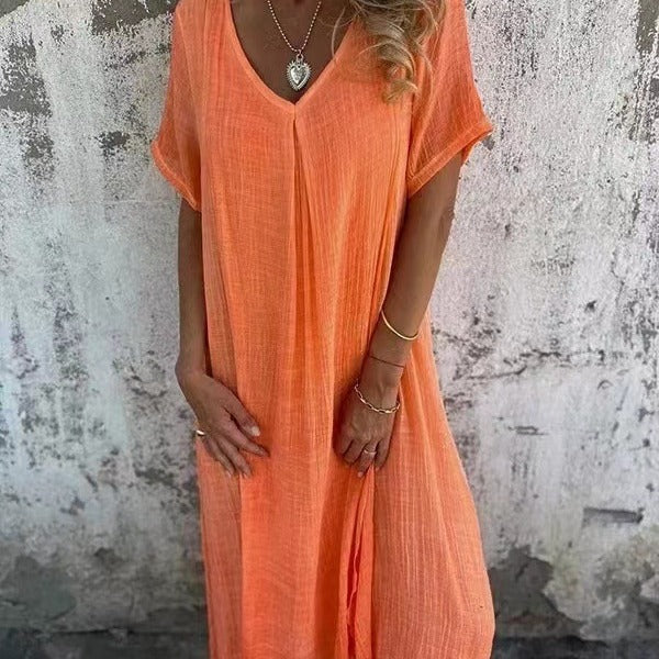 Women's V-Neck Sundress Midi Dress