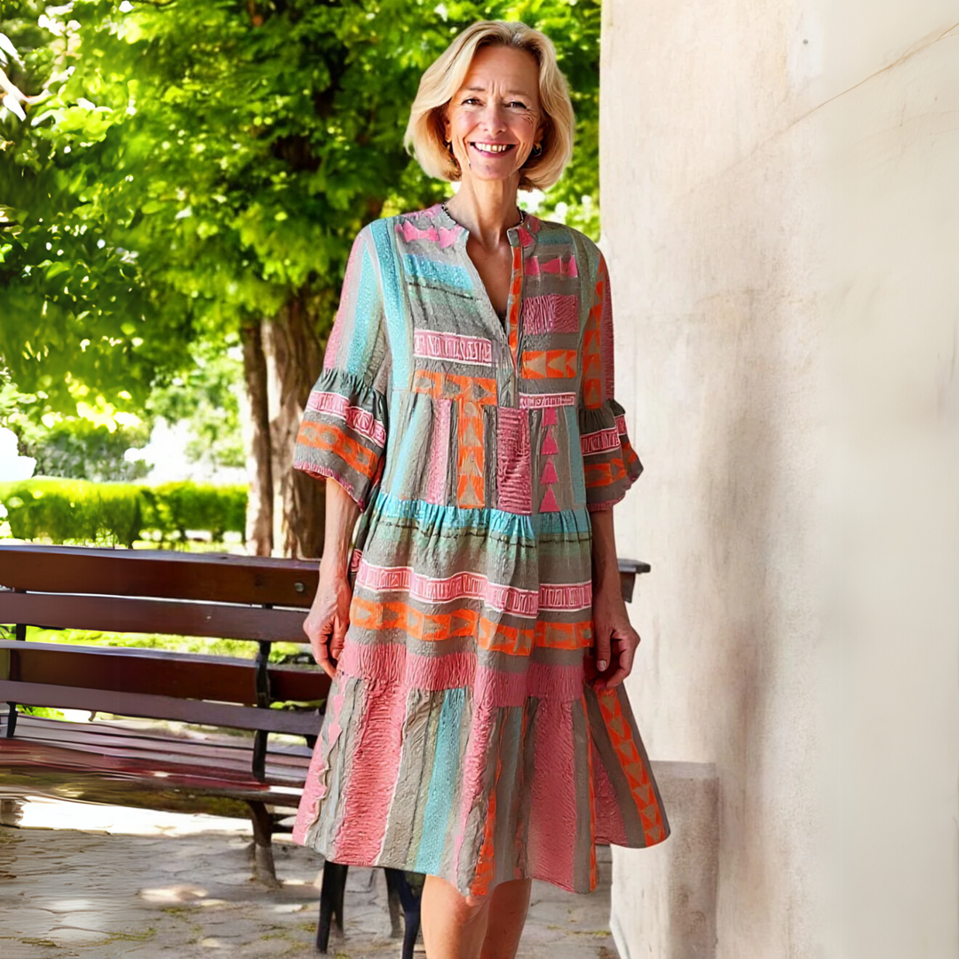Women's V-Neck Tiered A-Line Mini Dress