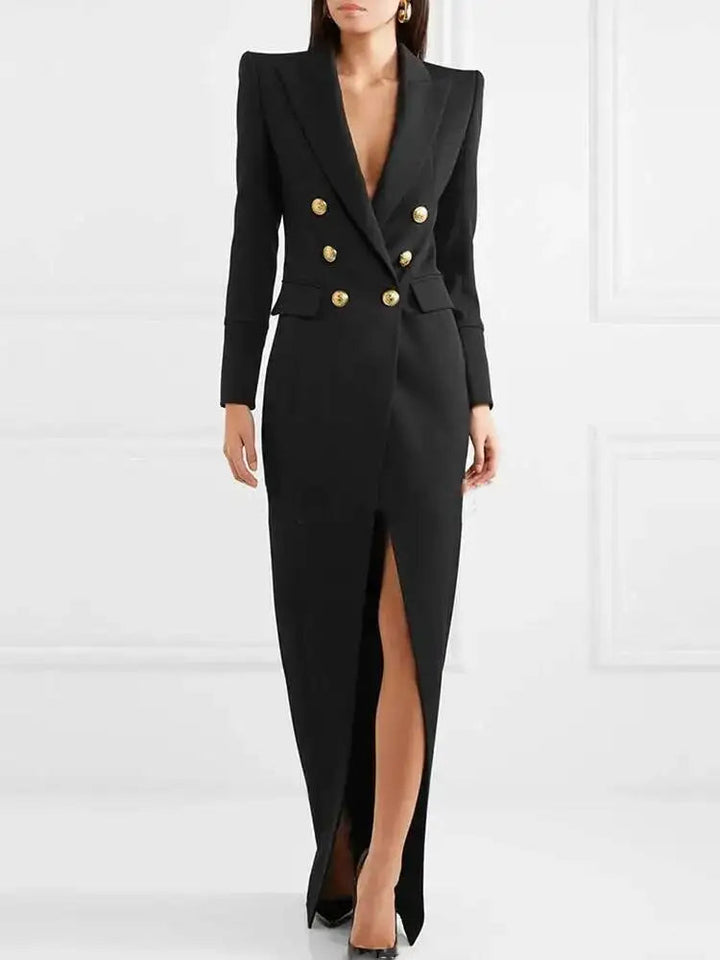 Women's Double Breasted Evening Maxi Dress