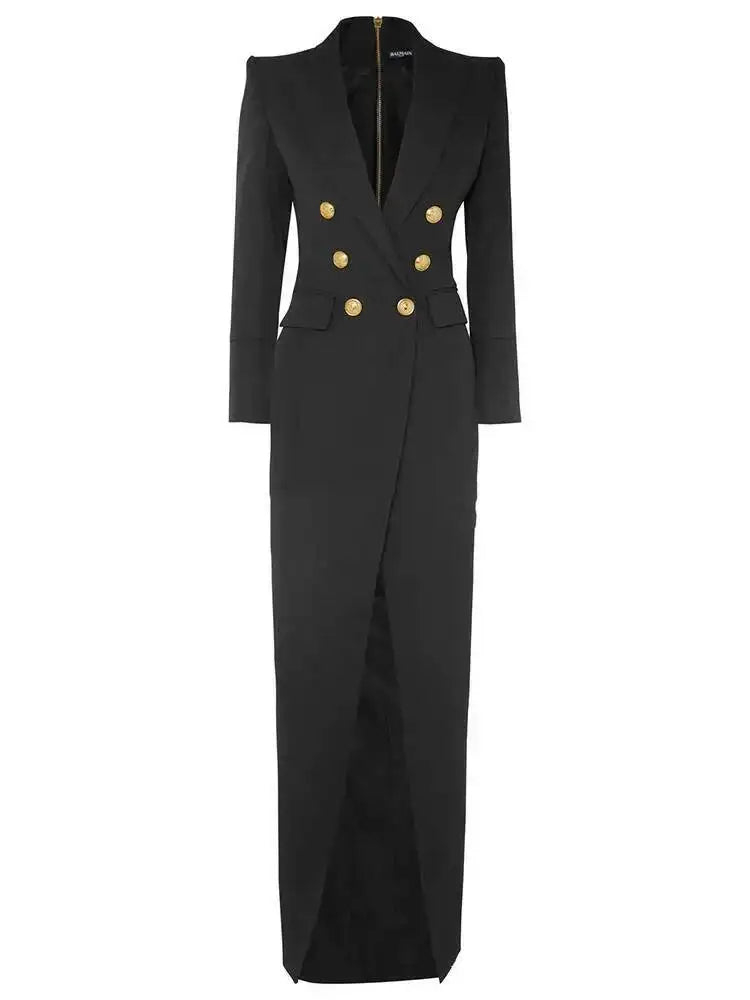 Women's Double Breasted Evening Maxi Dress