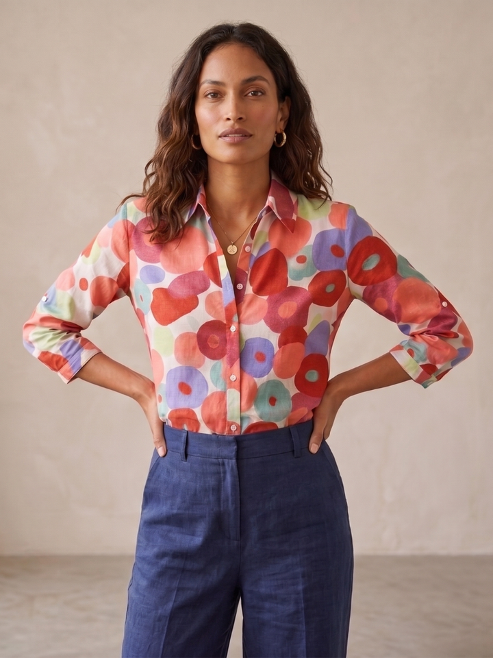 Women's Floral Button-Down Blouse