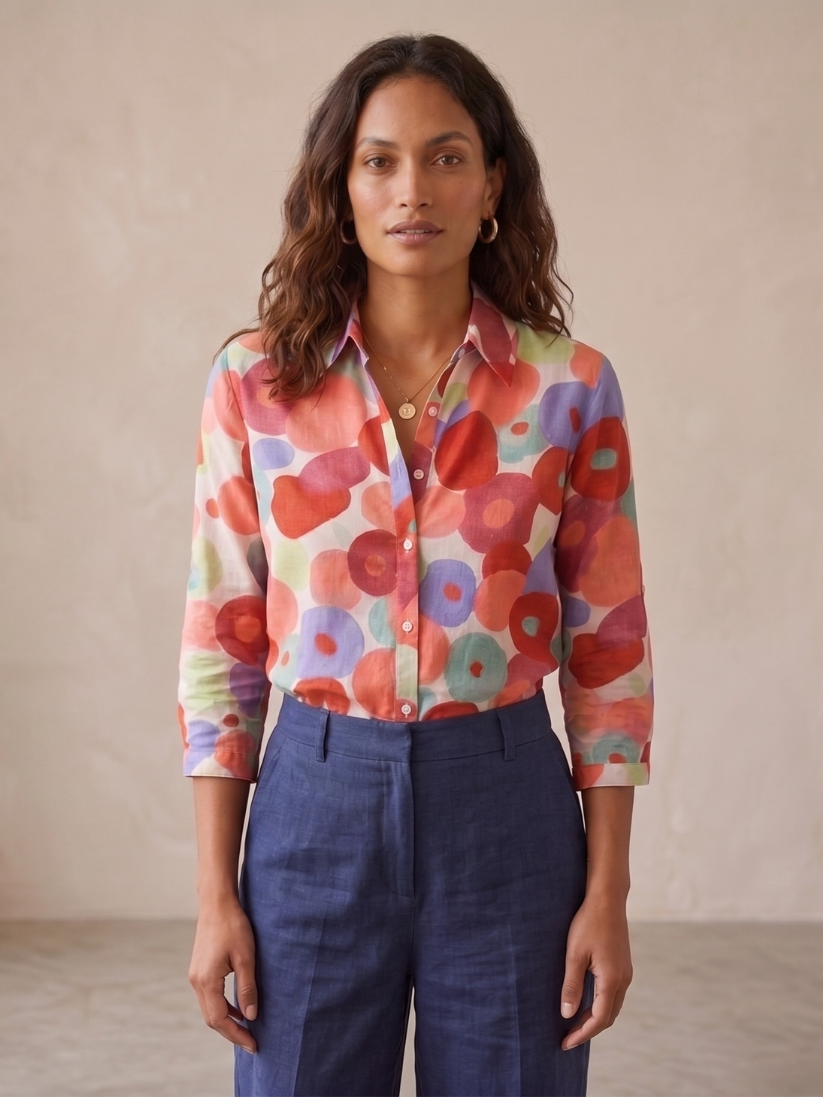 Women's Floral Button-Down Blouse