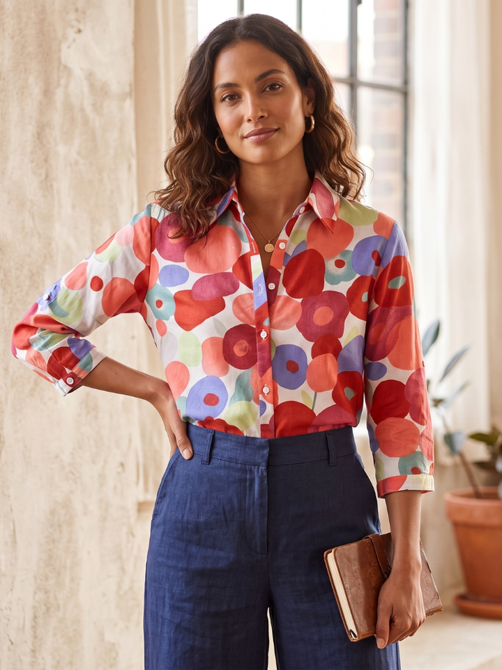 Women's Floral Button-Down Blouse